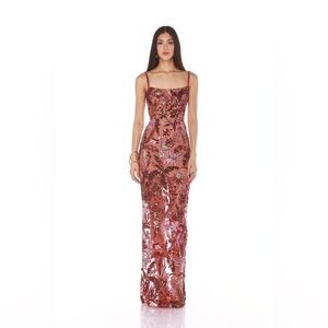 NWOT Bronx and Banco DAHLIA LEON EMBROIDERED EVENING DRESS,
